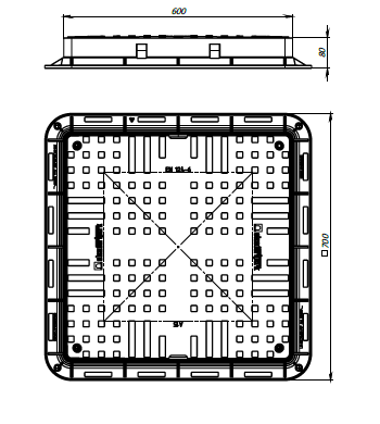Pokrywa właz kwadratowy 70 x 70cm