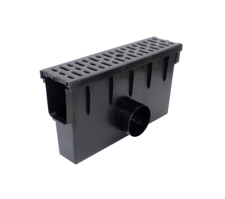 Studzienka zbiorcza do kanału 148 mm z kratą PP A15 w kolorze czarnym