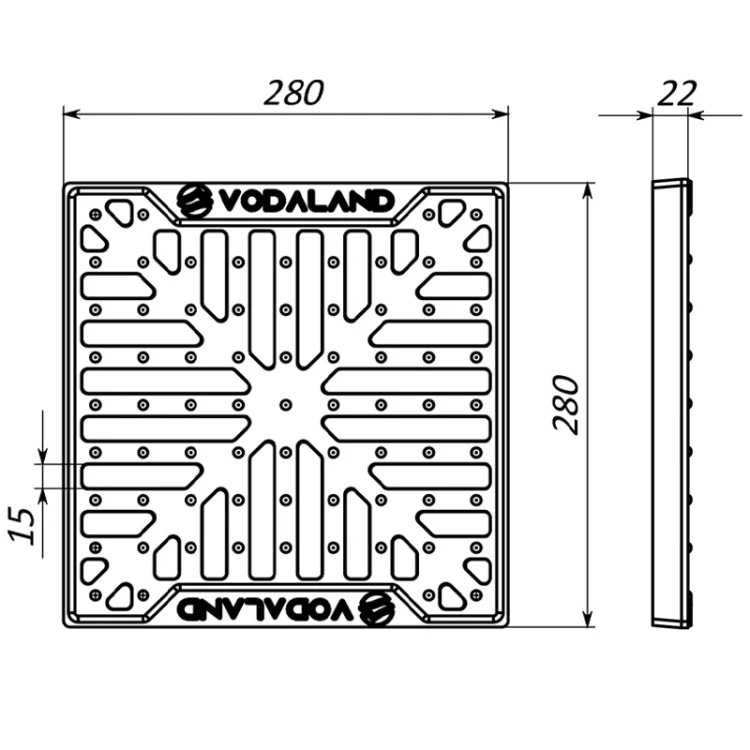 Studnia 290x290 z rusztem żeliwnym A15