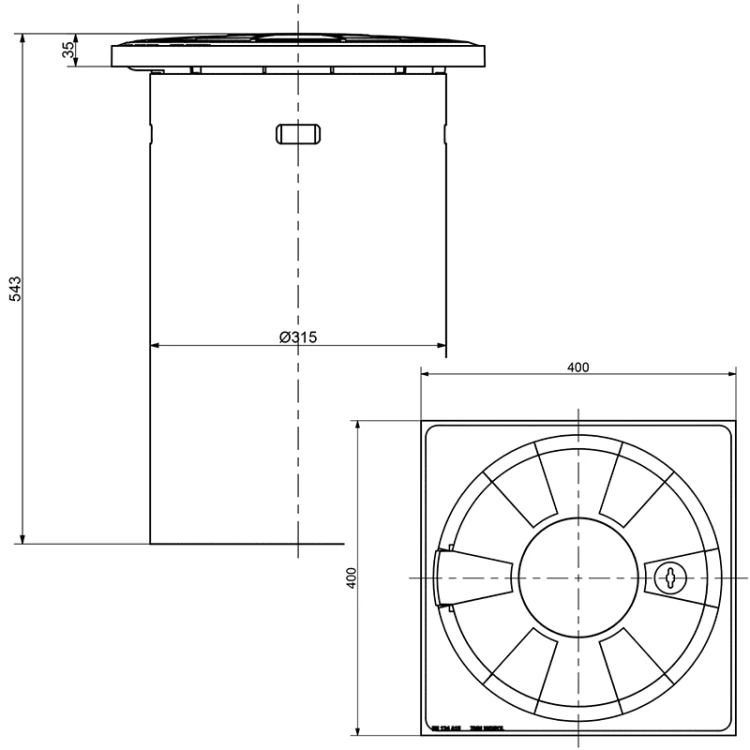 Zwieńczenie studni kwadratowe - pokrywa 400