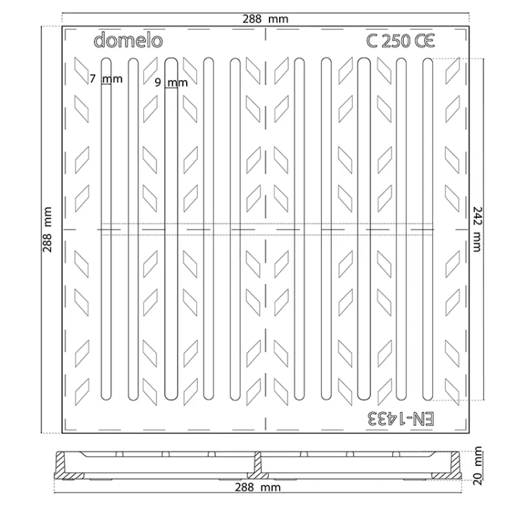 Krata żeliwna 300x300 C250 - LINE