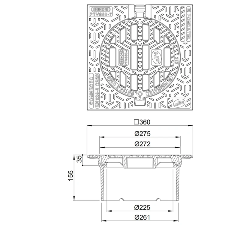 Wpust żeliwny CONNECTO T315C