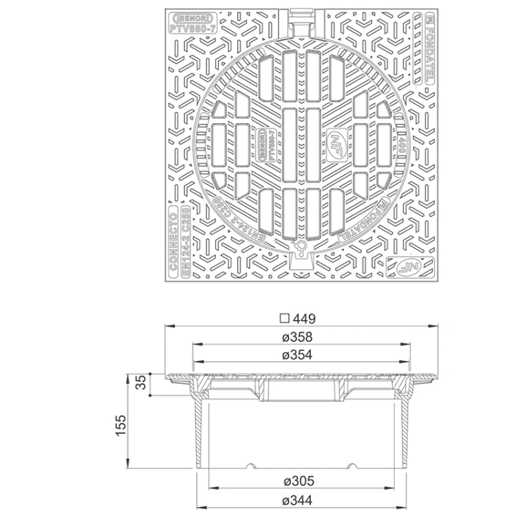 Wpust żeliwny CONNECTO T400C GR