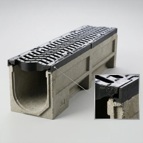 Kanał odwodnienia liniowego z polimerobetonu z listwą i kratą żeliwną SUPER F900 FALA