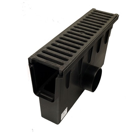 Studzienka zbiorcza do kanału 148 mm z koszem zatrzymującym zanieczyszczenia środowiskowe i kratą żeliwną C250 25 ton w kolorze czarnym