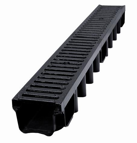 Komplet kanału o wysokości 98 mm z kratą żeliwną C250 25 ton w kolorze czarnym